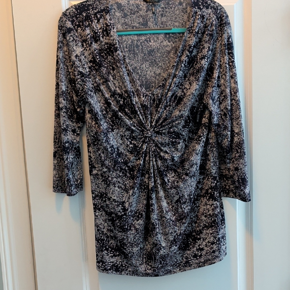 Daisy Fuentes Black and White Textured Blouse